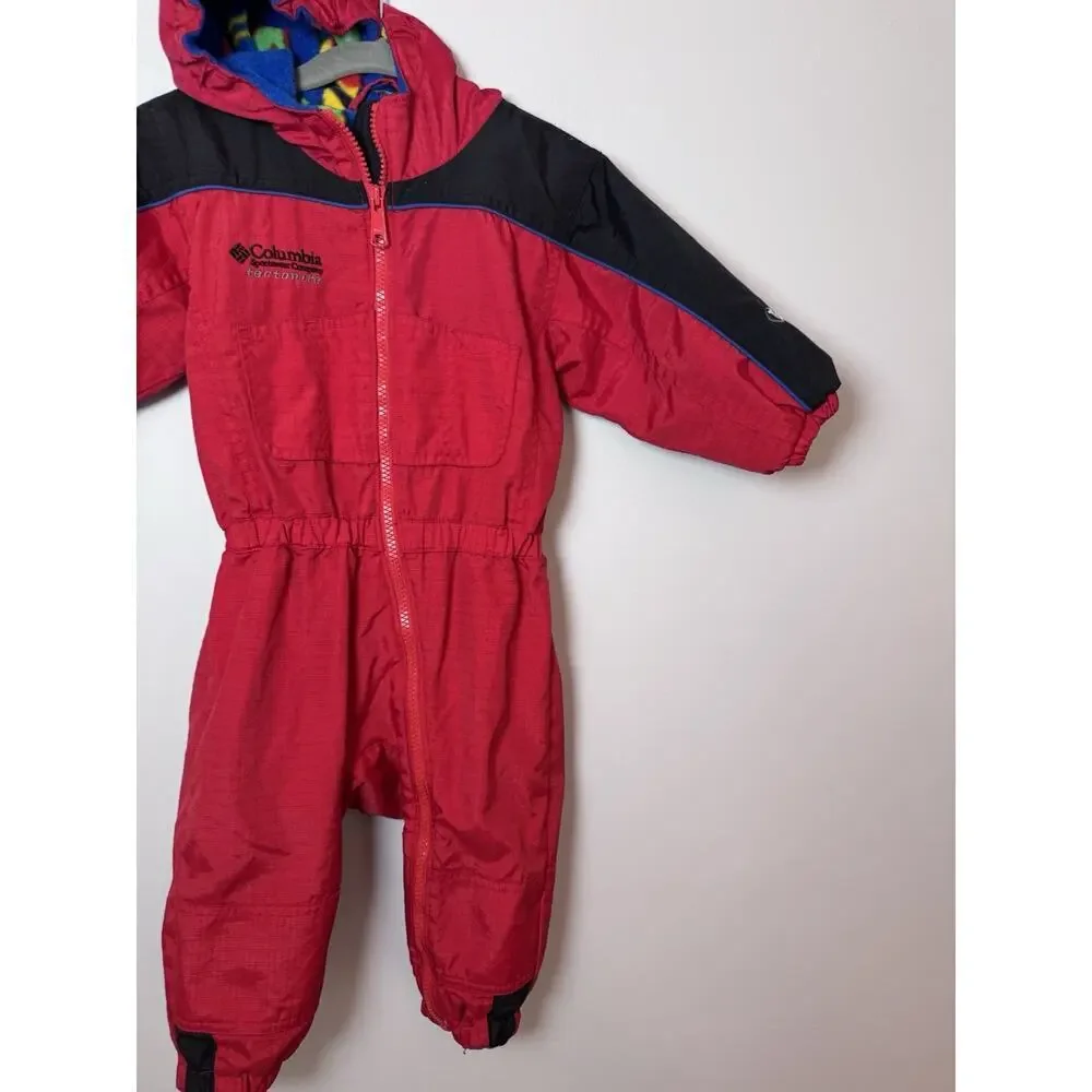 Columbia Vintage Red Tectonite Fleece Lined Hooded Snowsuit Size 2-3 Toddler